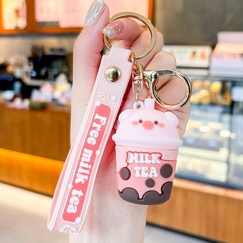 Wholesale Real Pig Milk Tea Cartoon Keychains